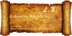 Lubovits Miklós névjegykártya